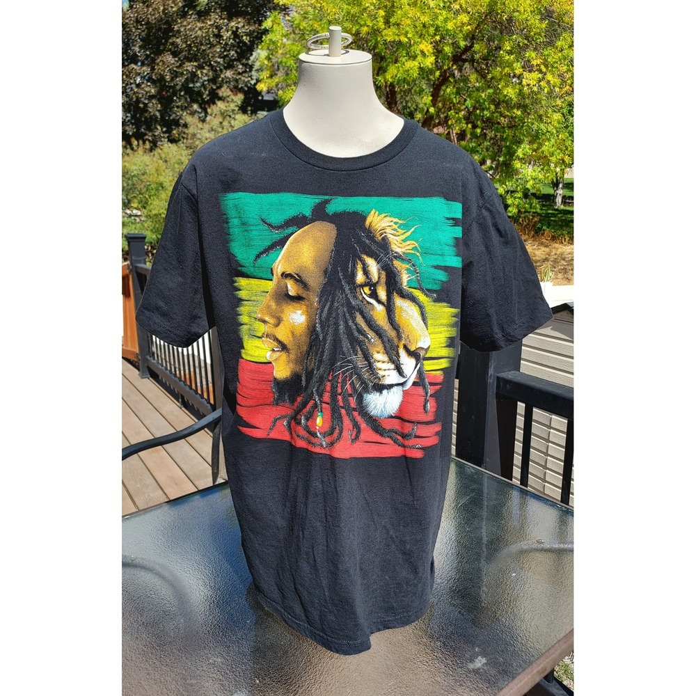 Bob Marley Lion Graphic T Shirt Mens Reggae Music Jamaica Tee